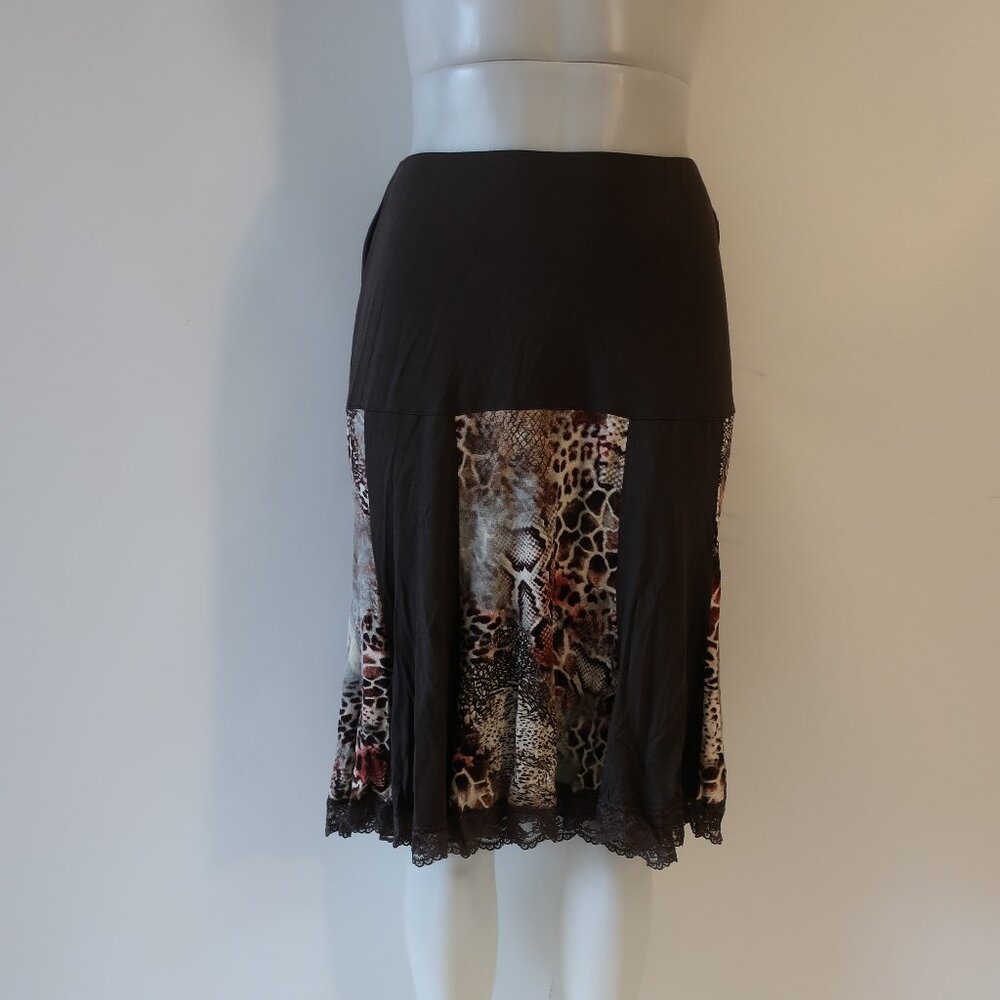 Womens Isabel D Brown Leopard Print Flare Skirt 1/S